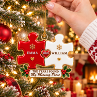Personalized Missing Piece Puzzle Ornament – Christmas Gift For Couples