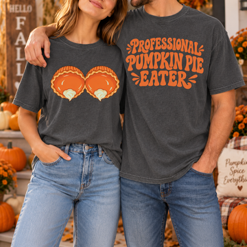 Funny Pumpkin Pie Couple Shirts, Professional Pumpkin Pie Eater Matching Tees, Thanksgiving Couple Outfit, Fall Food Lover Gift