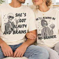 Funny Couples Skeleton Comfort Colors Shirts – Halloween Couple Gift