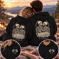 Personalized Til Death Couple Sweatshirt & Hoodie, Custom Skeleton Wedding Shirts, Names & Wedding Date, Gothic Newlywed Gift