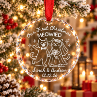 Personalized First Christmas Meowied Glass Ornament – Newlywed Couple Gift