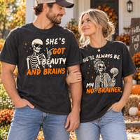Beauty And Brains & My No Brainer Couple Shirts – Halloween Couple Gift