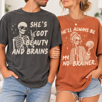 Funny Couples Skeleton Comfort Colors Shirts – Halloween Couple Gift