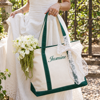 Personalized Embroidered Name Canvas Tote Bag – Zipper Shoulder Bridesmaid Gift