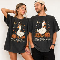 Matching Silly Goose Couple Shirts for Halloween, Mr & Mrs Goose T-Shirts, Funny Pumpkin Fall Couple Outfit, Halloween Gift for Couples