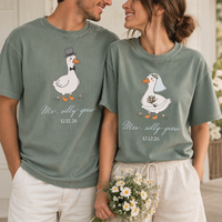 Matching Mr. & Mrs. Silly Goose Shirts – Custom Date Honeymoon Tees