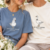 Mr. & Mrs. Silly Goose Shirts, Custom Date Matching Newlywed Tees, Honeymoon & Anniversary Couple Gift
