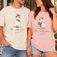 Personalized Mr. & Mrs. Silly Goose Couple Comfort Colors Tee mockup 6