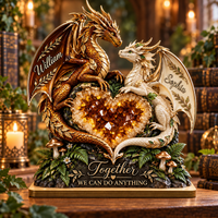 Personalized Dragon Couple Wooden Plaque – Anniversary Gift