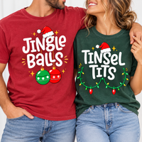Jingle Balls & Tinsel Tits Comfort Colors Shirts – Christmas Couple Gift