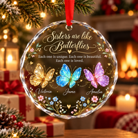 Personalized Sisters Ornament, Butterfly Name Keepsake, Custom Sister Christmas Gift, Sisters Butterfly Ornament, Personalized Name Keepsake