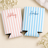 Personalized Pastel Striped Can Coolers, Custom Name Party Favors product image 2