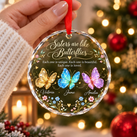 Personalized Sisters Ornament, Butterfly Name Keepsake, Custom Sister Christmas Gift, Sisters Butterfly Ornament, Personalized Name Keepsake