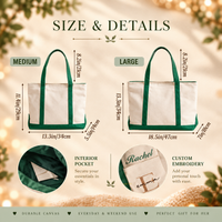 Personalized Embroidered Name Canvas Tote Bag – Zipper Shoulder Bridesmaid Gift