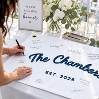 Custom Embroidered Last Name Pennant – Wedding Guest Book Alternative
