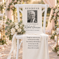 Personalized Memorial Wedding Chair Banner - Custom Reserved Seat Sign, In Loving Memory Photo Banner