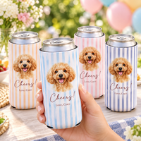 Personalized Pet Can Cooler, Custom Dog or Cat Wedding Favor, Bachelorette Party Drink Sleeve
