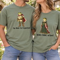 Funny Christmas Medieval Frog Pregnancy Announcement Shirts - Matching Mom and Dad to Be Tees