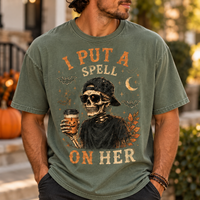 Matching Halloween Couple Shirts - I Put a Spell on Her & Forever His Skeleton Tees, Spooky Couples Gift