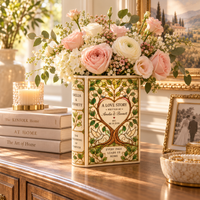 Personalized Love Story book vase wedding centerpiece with flowers