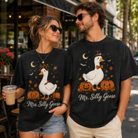 Matching Silly Goose Couple Shirts for Halloween, Mr & Mrs Goose T-Shirts, Funny Pumpkin Fall Couple Outfit, Halloween Gift for Couples