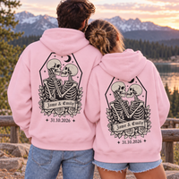 Personalized Til Death Couple Sweatshirt & Hoodie, Custom Skeleton Wedding Shirts, Names & Wedding Date, Gothic Newlywed Gift
