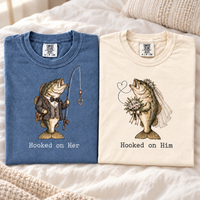 Hooked on Her & Him Fish Couple Shirts – Wedding & Anniversary Gift