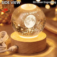 Personalized Moon Phase Crystal Ball, Custom Couples Night Light image 8