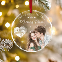 Personalized The Year I Found My Missing Piece Photo Crystal Ornament image 8