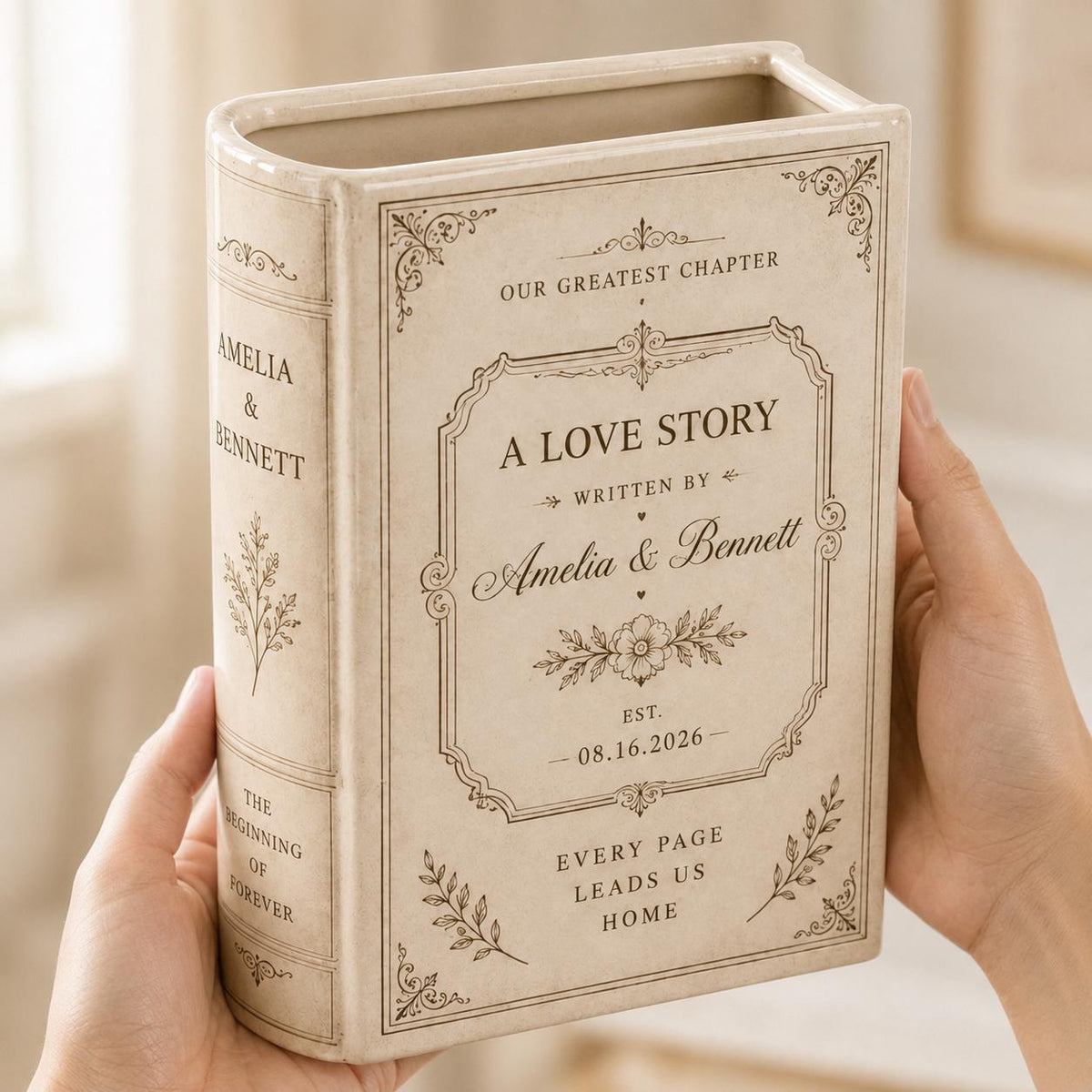 Personalized ceramic book vase A Love Story image 8