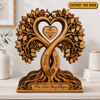 Custom Infinity Tree Wooden Plaque, Personalized Couple Anniversary Sign, Tree of Life Wedding Gift, Printed Wooden Keepsake Decor