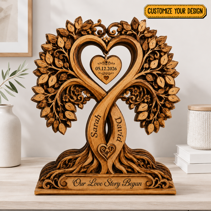 Custom Infinity Tree Wooden Plaque, Personalized Couple Anniversary Sign, Tree of Life Wedding Gift, Printed Wooden Keepsake Decor