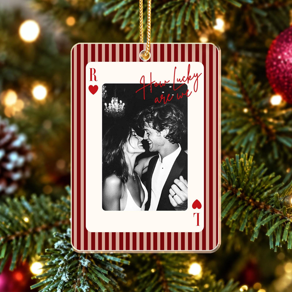 Personalized How Lucky Are We Photo Playing Card Ornament – Anniversary Gift image 8
