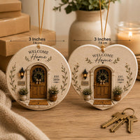 Personalized New Home Ornament: Custom Address, Family Name & Year Ceramic First Home Keepsake