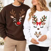 Christmas Reindeer Pregnancy Announcement Sweatshirt & Hoodie – Matching Couple Set