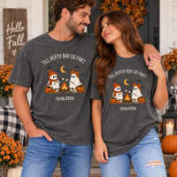 Personalized Till Death Boo Us Part Ghost Couple Shirts, Custom Wedding Date Halloween Tees, Spooky Newlywed Couple Shirt, Wedding Gift