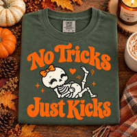 No Tricks Just Kicks Pregnancy Shirt – Cute Baby Skeleton Tee