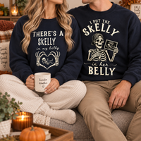 Skelly in My Belly Pregnancy Sweatshirt & Hoodie – Matching Couple Set