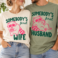 Feral Wife & Husband Comfort Colors Shirts – Funny Raccoon Couple Gift