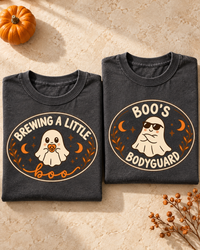 Brewing a Little Boo & Boo’s Bodyguard Retro Comfort Colors Tees