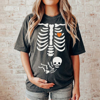 Skeleton Halloween Maternity Shirt, Funny Pregnancy Announcement Tee, Spooky New Mom-to-Be Baby Reveal Shirt