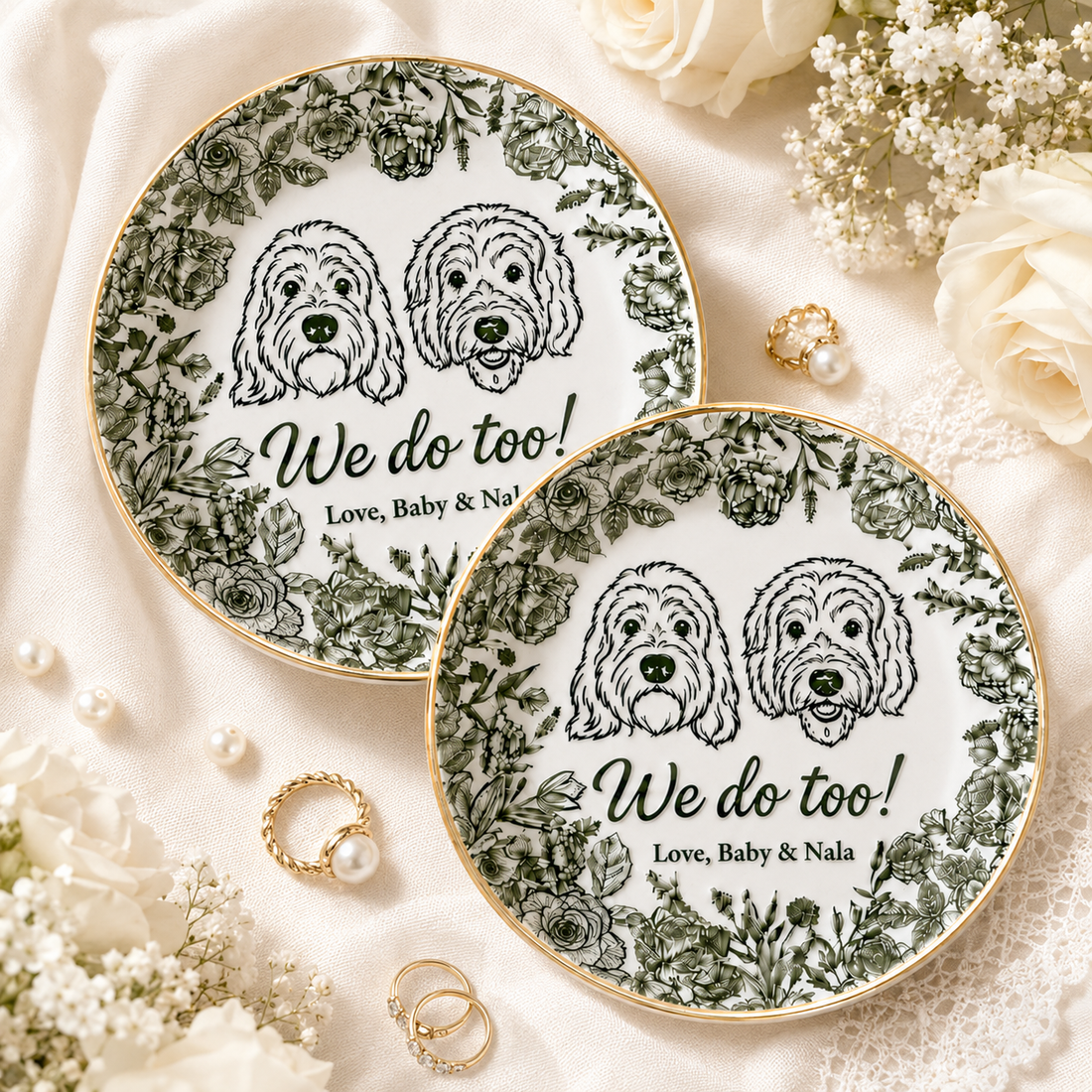 Personalize Pet Photo Wedding Jewelry Dish - Gift for Bride, Bridesmaid, Custom Bachelorette Trip, Bridal Shower Gift