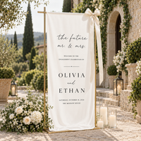 Personalized Linen Engagement Welcome Sign, Future Mr & Mrs Engagement Party Decor,  Custom Couple Names Date & Venue Banner