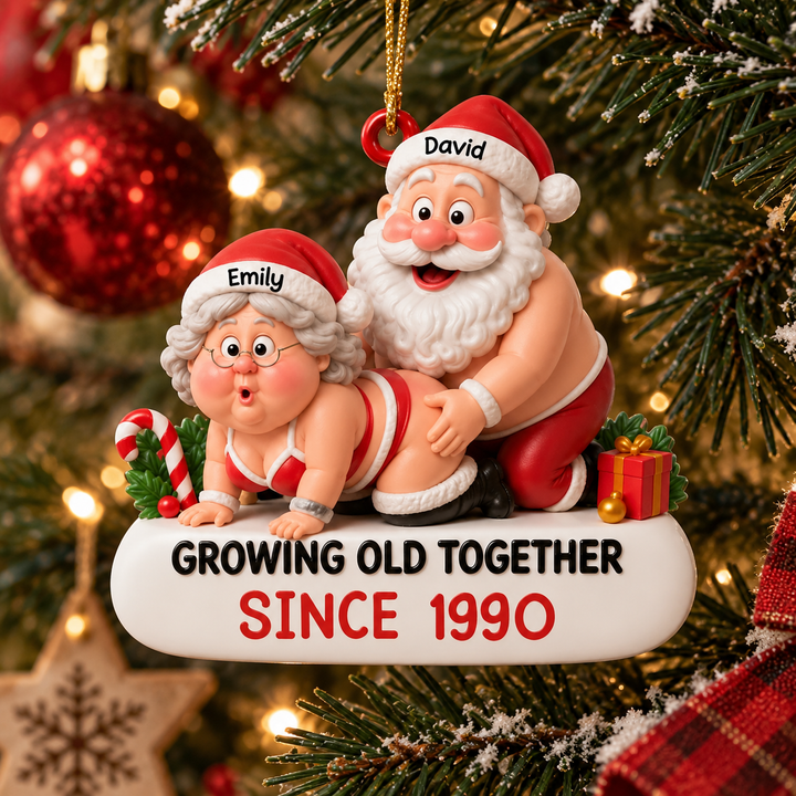 Personalized Funny Couple Christmas Ornament, Growing Old Together Ornament, Custom Names Year, Naughty Couple Gift, Anniversary Keepsake