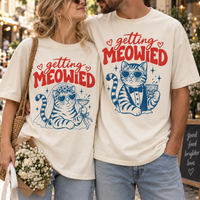 Getting Meowied Bride & Groom Matching Shirts, Funny Cat Wedding Couple Tees, Cat Lover Wedding Gift