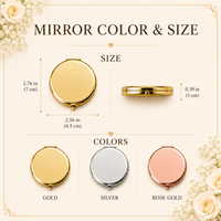 Personalized Gold Compact Mirror for Bridesmaids, Custom Engraved Monogram Pocket Makeup Mirror