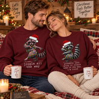 Funny Christmas Raccoon Sweatshirt & Hoodie, Jingle All The Way Matching Couple Sweaters, Christmas Gift