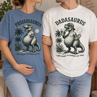 Funny Dinosaur Pregnancy Couple Shirts for Expecting Parents, Preggosaurus Dadasaurus Matching Tees, Pregnancy Announcement Gift