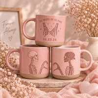 Engraved Halloween Couple Mug, Til Death Do Us Part Ceramic Mug, Matching Skeleton Mug Set, Gothic Couples Gift, Anniversary Mug