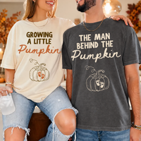 Fall Pregnancy Announcement Shirts for Couple: Growing A Little Pumpkin Shirt, Thanksgiving Maternity Tee, Expecting Dad Mom Gift